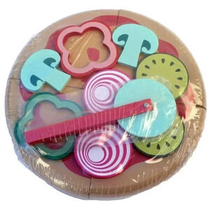 New Large Kids Pretend Play Food Toy - Pizza W/ Cutter & Toppings Set Fun Server